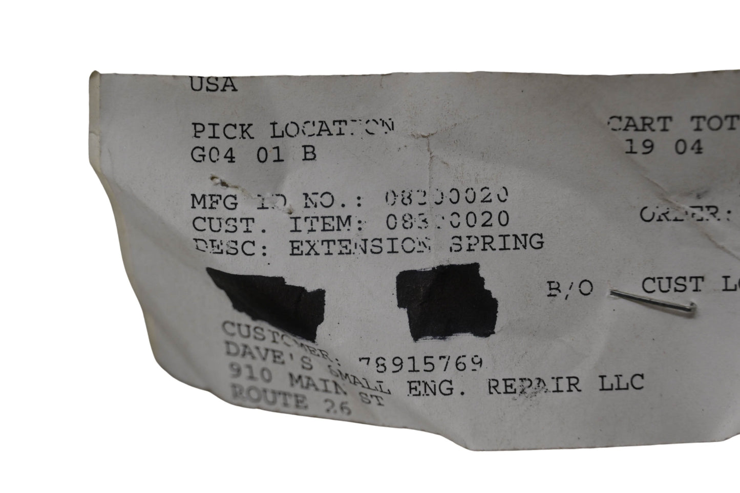 Ariens 08300020 Extension Spring NOS