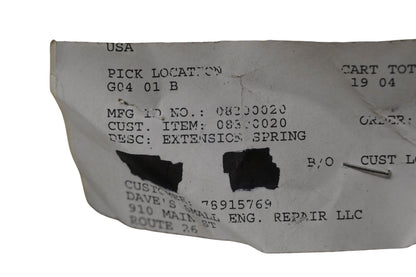 Ariens 08300020 Extension Spring NOS