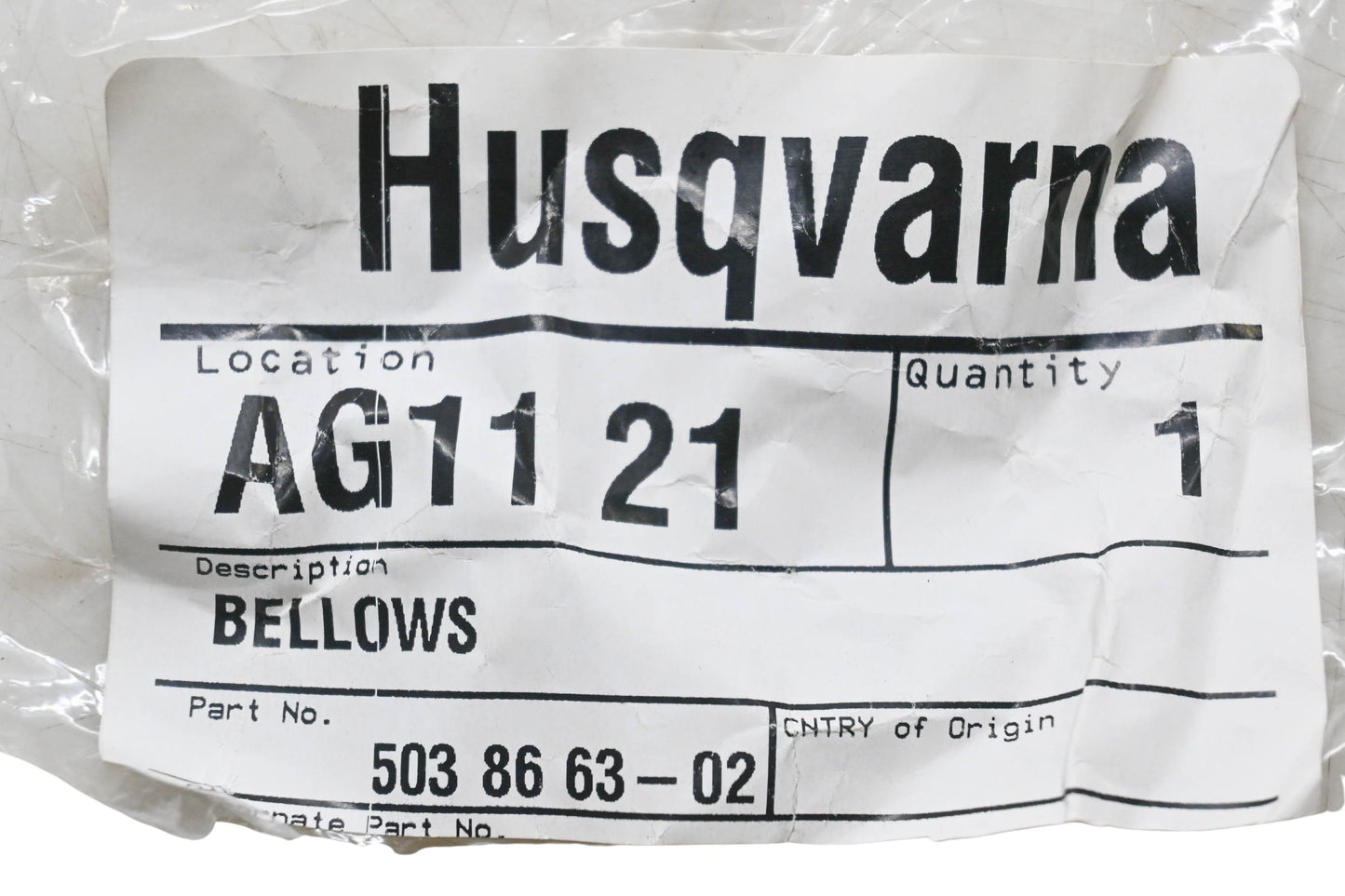 New OEM Husqvarna 503 86 63-02, 503866302 Bellows NOS