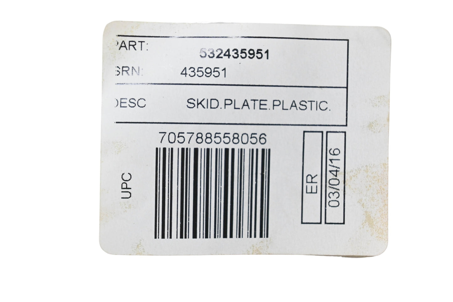 New OEM Husqvarna 532435951 Plastic Skid Plate NOS