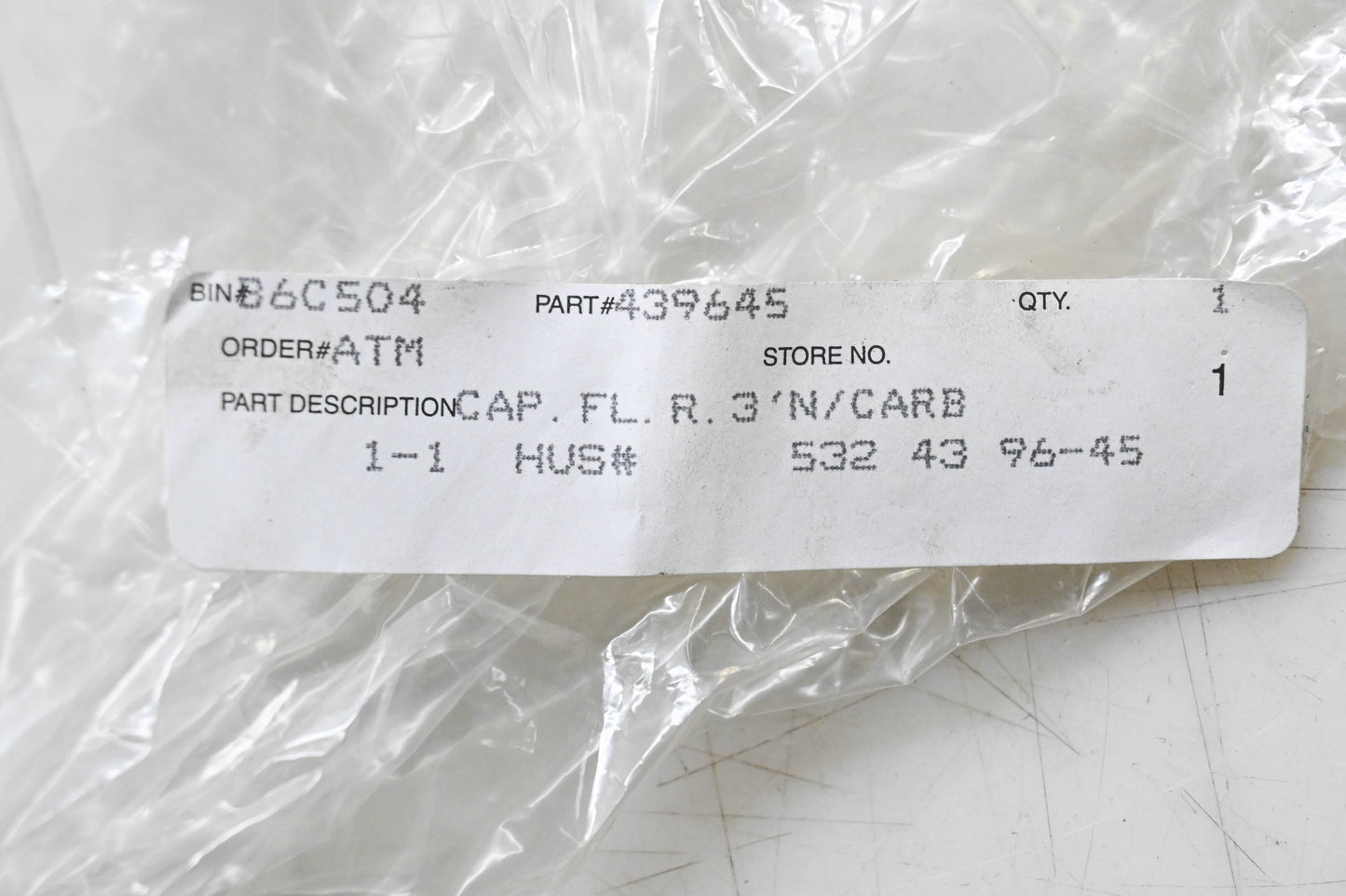 New OEM Husqvarna 532439645, 532 43 96-45 Fuel Cap NOS