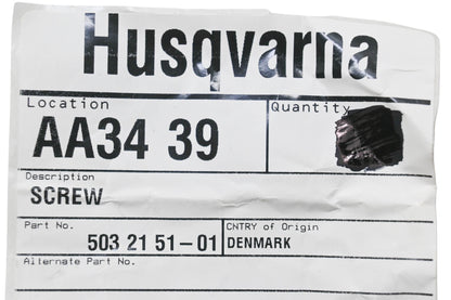 New OEM Husqvarna 503 21 51-01, 503215101 Screws Qty 2 NOS