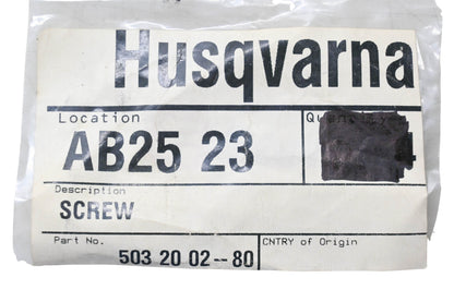 New OEM Husqvarna 503 20 02-80, 503200280 Screw NOS