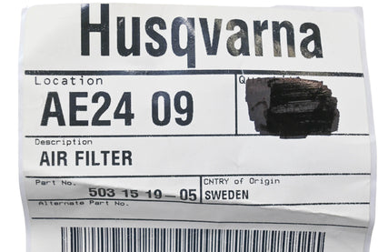 New OEM Husqvarna 503 15 19-05, 503151905 Air Filter NOS