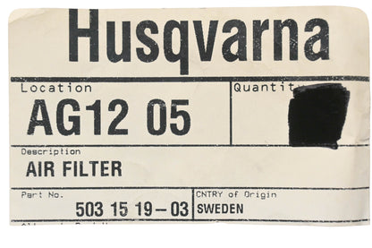 New OEM Husqvarna 503 15 19-03, 503151903 Air Filter NOS