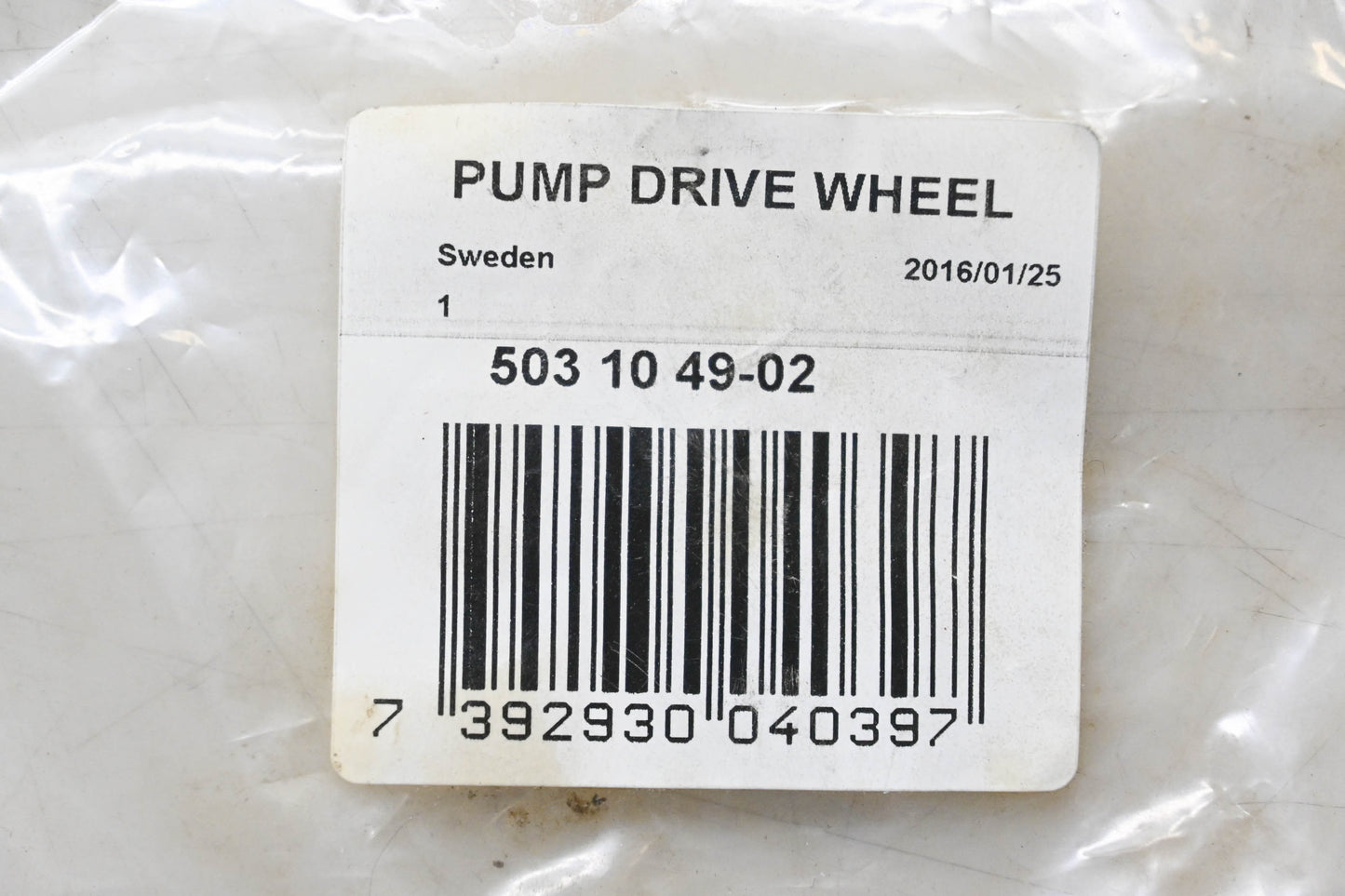 New OEM Husqvarna 503 10 49-02, 503104902 Pump Drive Wheel NOS