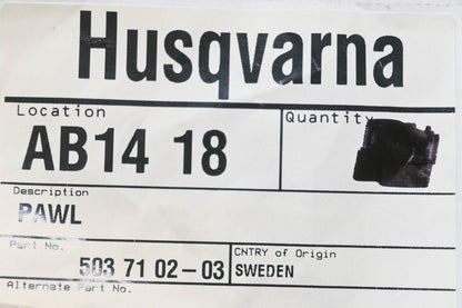 New OEM Husqvarna 503 71 02-03, 503710203 Pawl NOS