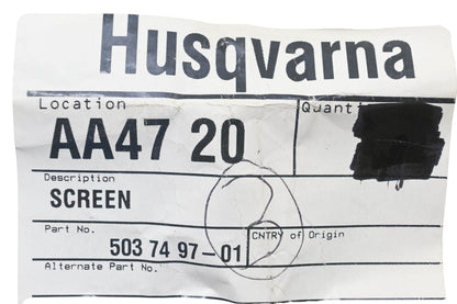 New OEM Husqvarna 503 74 97-01, 503749701 Screen NOS