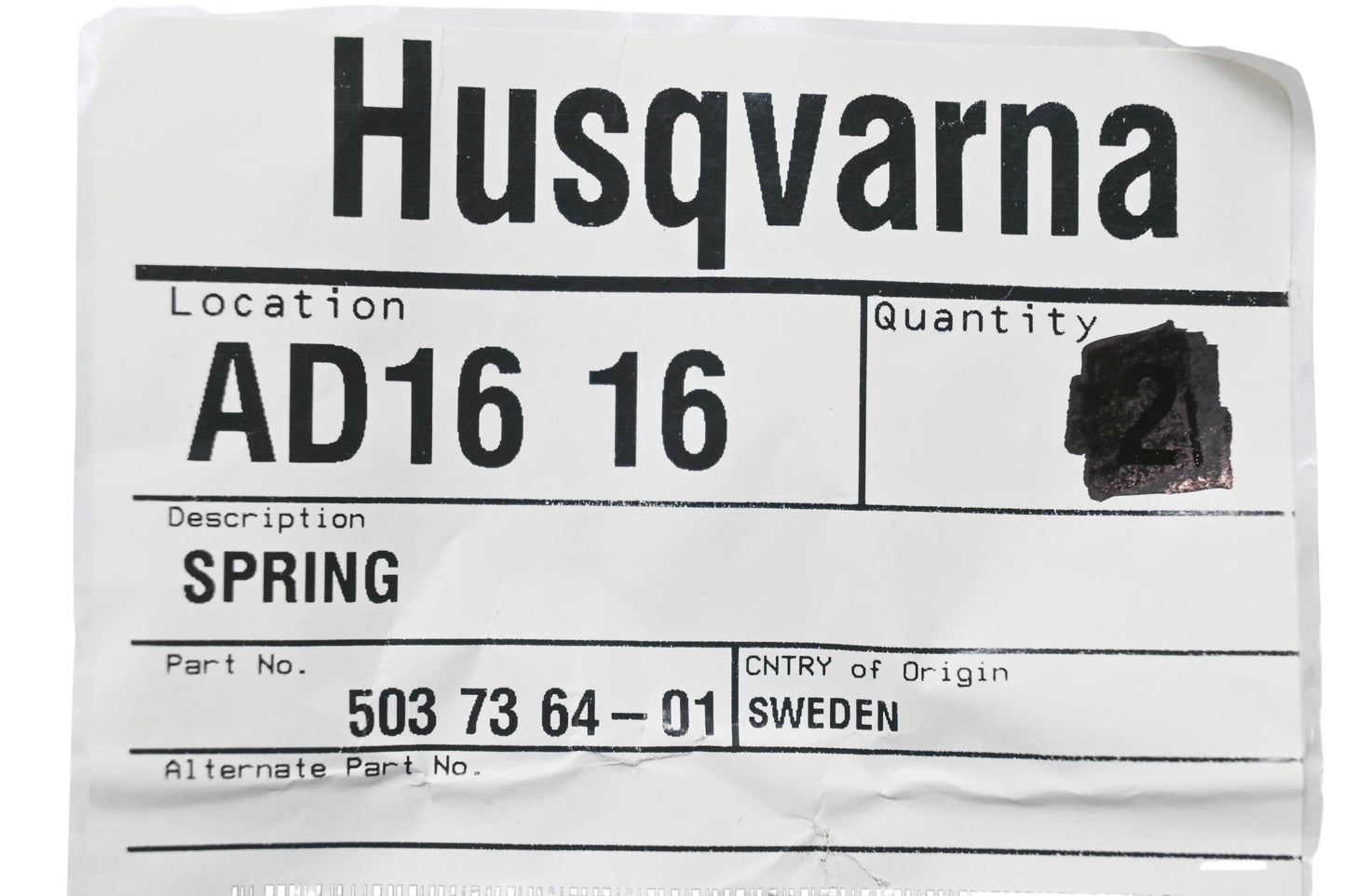New OEM Husqvarna 503 73 64-01, 503736401 Spring NOS