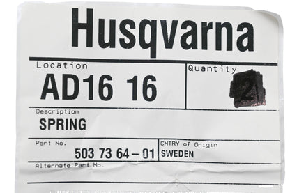 New OEM Husqvarna 503 73 64-01, 503736401 Spring NOS
