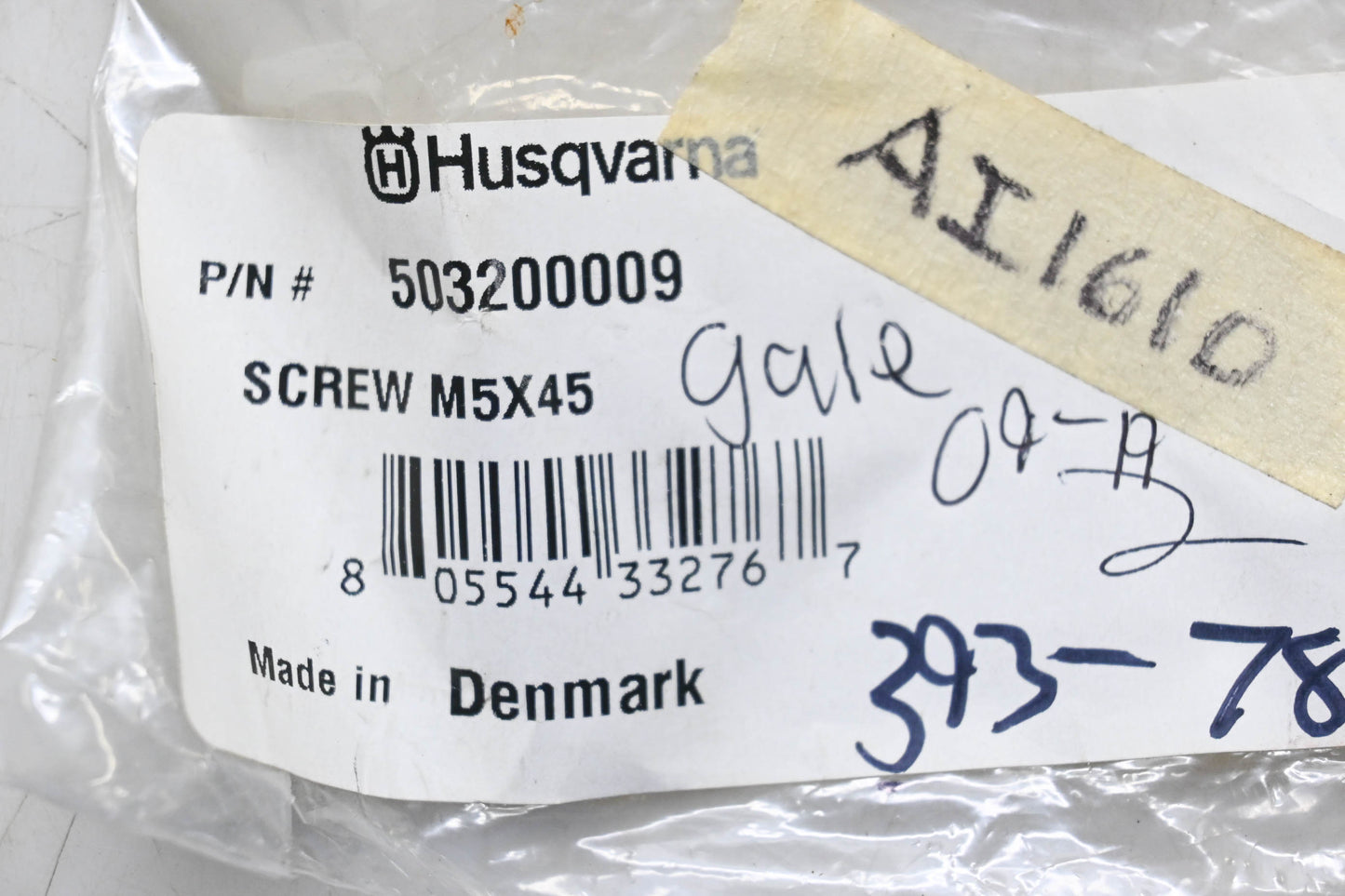New OEM Husqvarna 503200009 Screw NOS