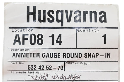 New OEM Husqvarna 532 42 52-70, 532425270 Ammeter Gauge NOS
