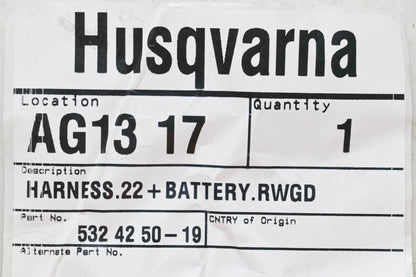 New OEM Husqvarna 532 42 50-19, 532425019 Harness NOS