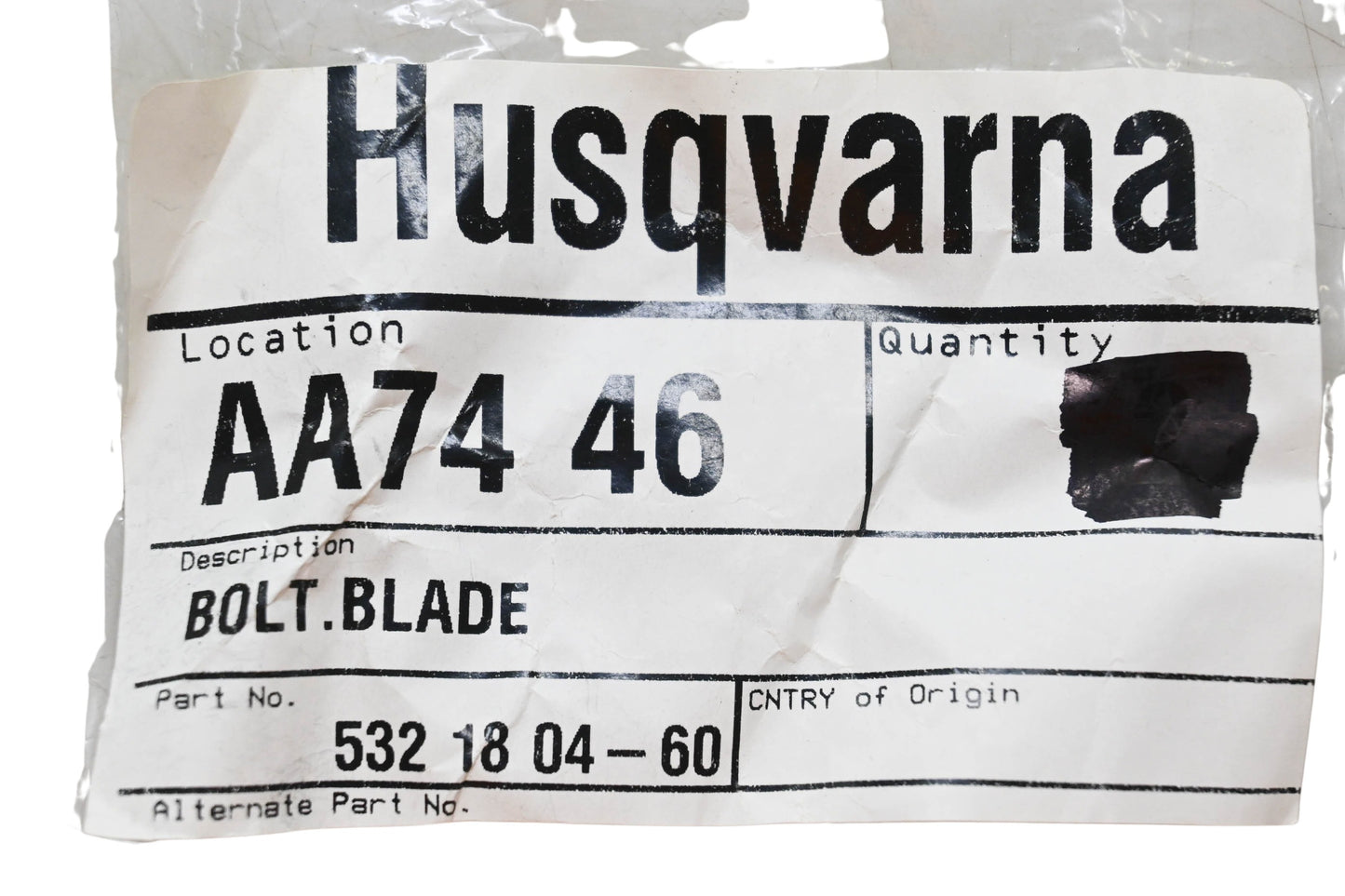 New OEM Husqvarna 532 18 04-60, 532180460 Blade Bolt NOS