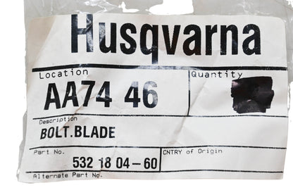 New OEM Husqvarna 532 18 04-60, 532180460 Blade Bolt NOS