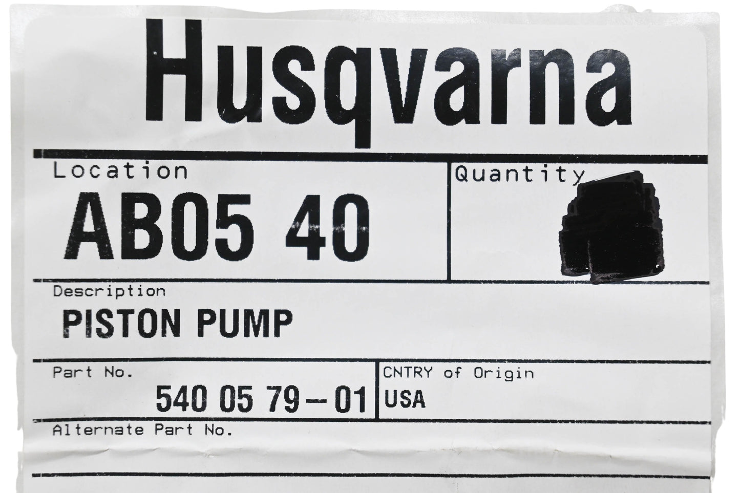 New OEM Husqvarna 540 05 79-01, 540057901 Piston Pump NOS