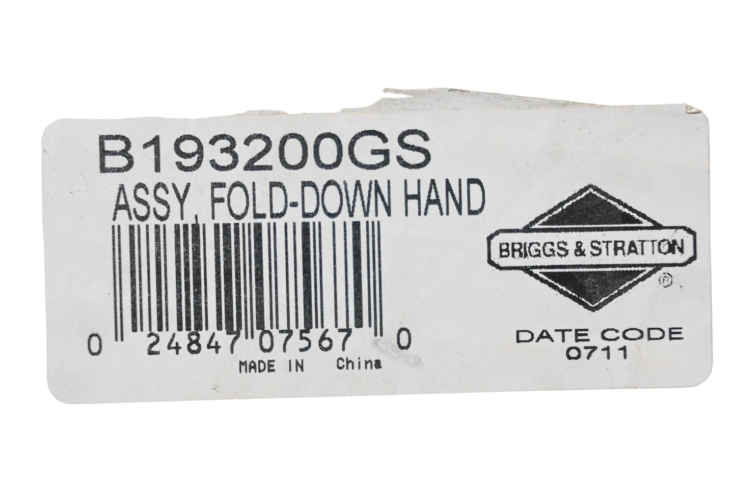 New OEM Briggs & Stratton B193200GS Fold-Down Handle Assembly NOS