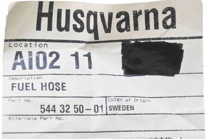 New OEM Husqvarna 544 32 50-01, 544325001 Fuel Hose NOS