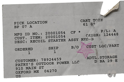 Ariens 20001054 Recoil Starter NOS
