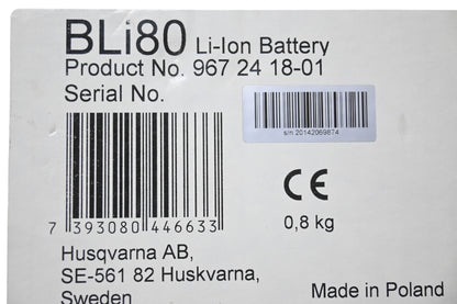 New OEM Husqvarna 967 24 18-01, 967241801 BLi80 Li-Ion Battery NOS