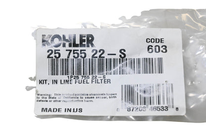 Kohler 25 755 22-S In-Line Fuel Filter Kit NOS