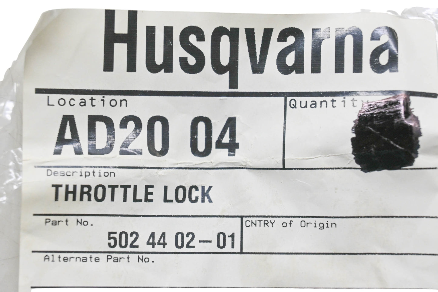 New OEM Husqvarna 502 44 02-01, 502440201 Throttle Lock NOS
