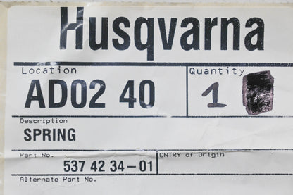 New OEM Husqvarna 537 42 34-01, 537423401 Spring NOS