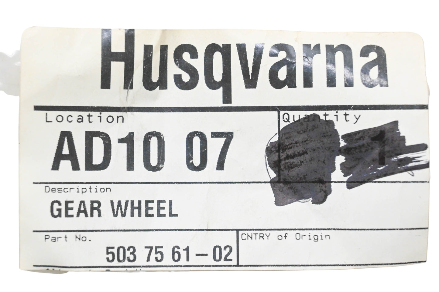 New OEM Husqvarna 503 75 61-02, 503756102, 5037561 Gear Wheel NOS