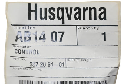 New OEM Husqvarna 537 20 51-01, 537205101 Control NOS
