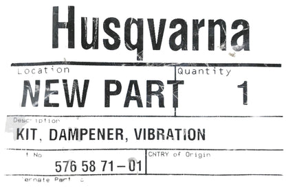 New OEM Husqvarna 576 58 71-01, 576587101 Vibration Dampener Kit NOS
