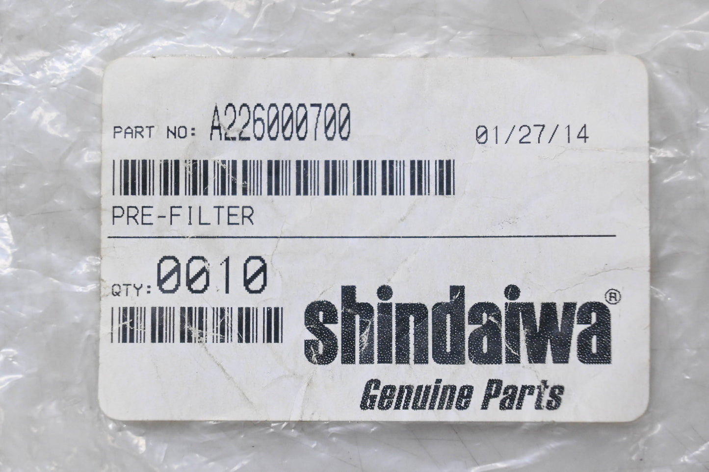 Shindaiwa A226000700 Pre-Filter NOS