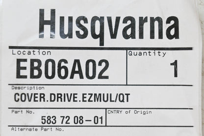 New OEM Husqvarna 583 72 08-01, 583720801 Drive Belt Transmission Cover NOS