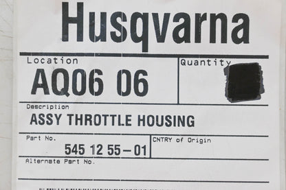 New OEM Husqvarna 545 12 55-01, 545125501 Throttle Housing Assembly NOS