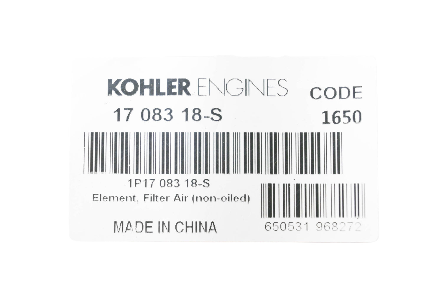 Kohler 17 083 18-S Air Filter Element NOS