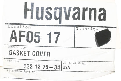 New OEM Husqvarna 532 12 75-34, 532127534 Bagger Cover Gasket NOS