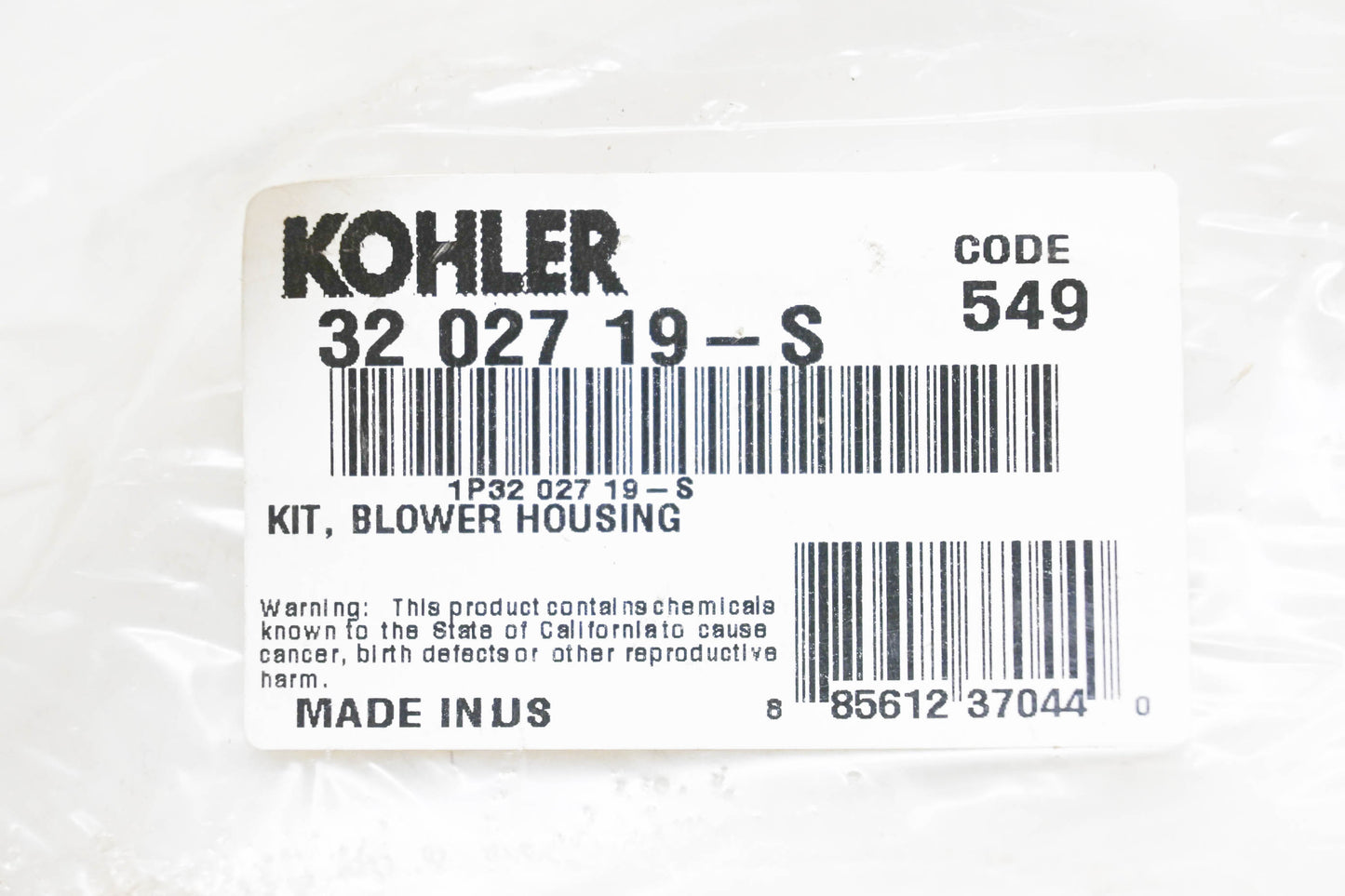 Kohler 32 027 19-S Blower Housing NOS