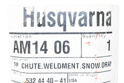 New OEM Husqvarna 532 44 40-41, 532444041 Chute Assembly NOS