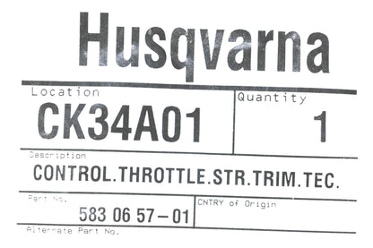 New OEM Husqvarna 583 06 57-01, 583065701 Throttle Control NOS