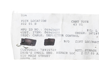 Ariens 06945400 Deflector Control Cable NOS
