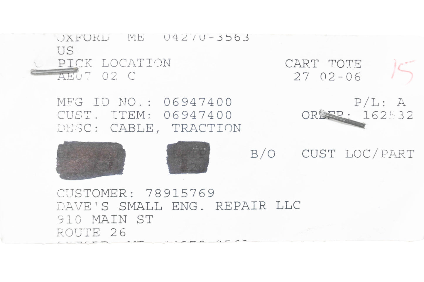 Ariens 06947400 Traction Cable NOS