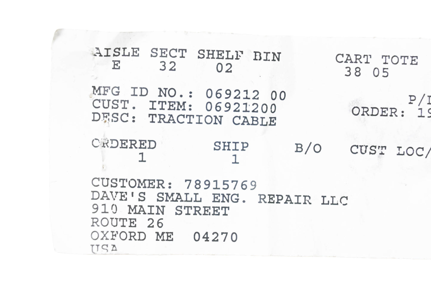 Ariens 06921200 Traction Cable NOS