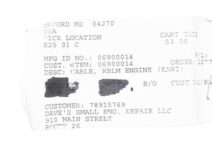 Ariens 06900014 Walk Behind Engine Cable NOS