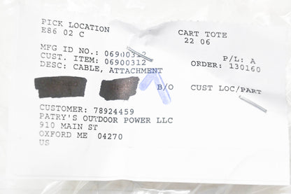 Ariens 06900312 Attachment Cable NOS