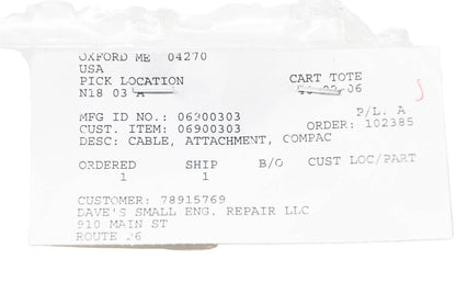 Ariens 06900303 Attachment Cable NOS
