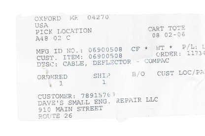 Ariens 06900508 Deflector Cable NOS