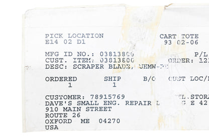 Ariens 03813800 Scraper Blade NOS