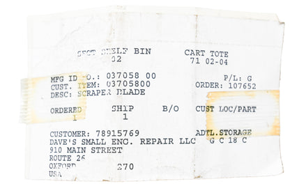 Ariens 03705800 Scraper Blade NOS