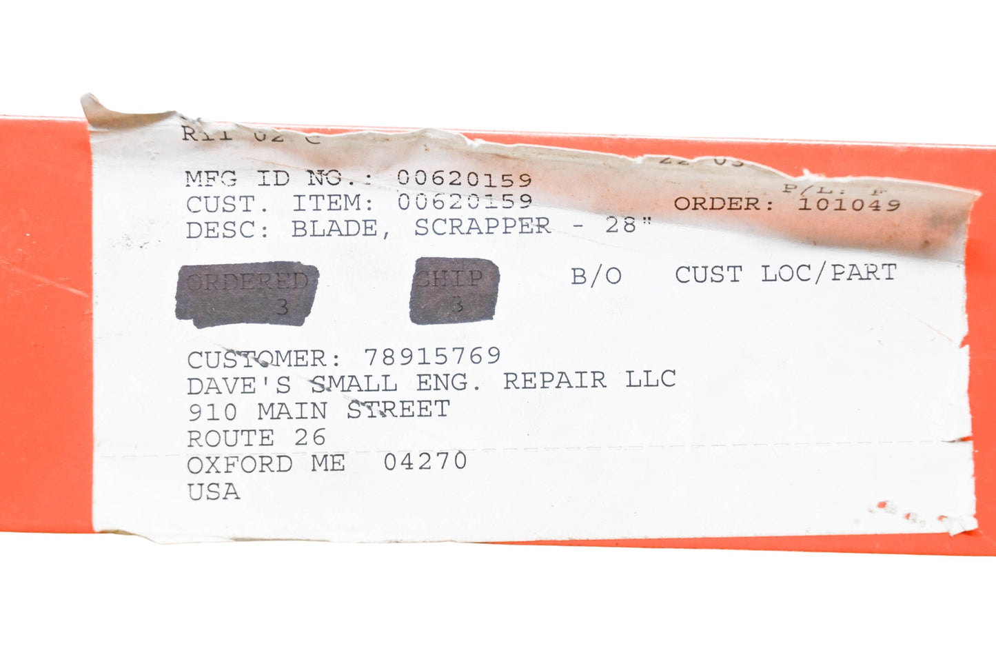 Ariens 00620159 Scraper Blade NOS
