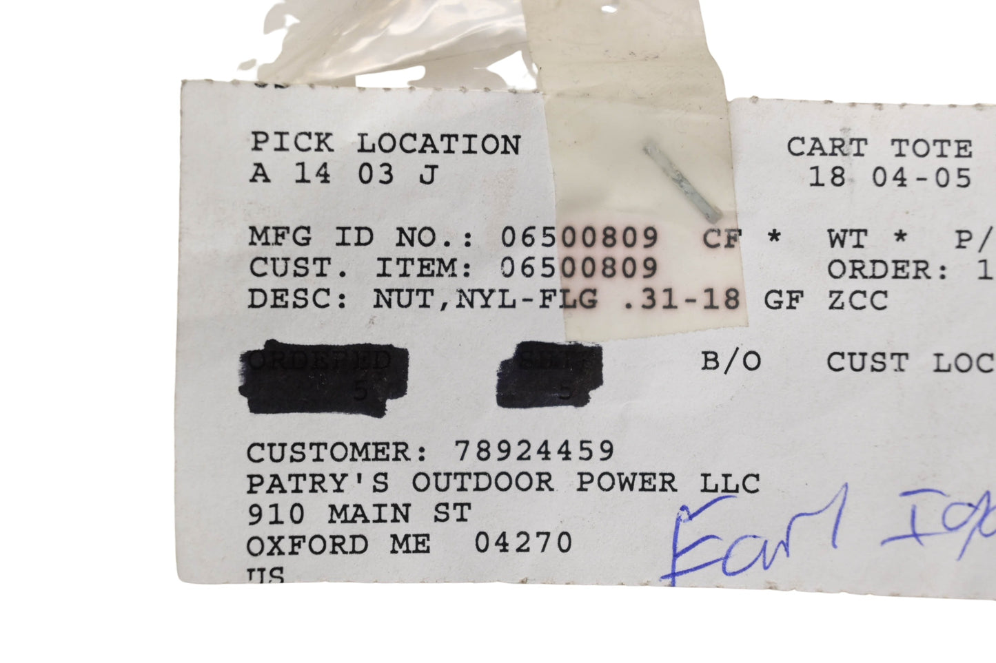 Ariens 06500809 Flange Nuts Qty 5 NOS