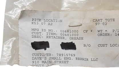 Ariens 00481000 Grease Retainer NOS